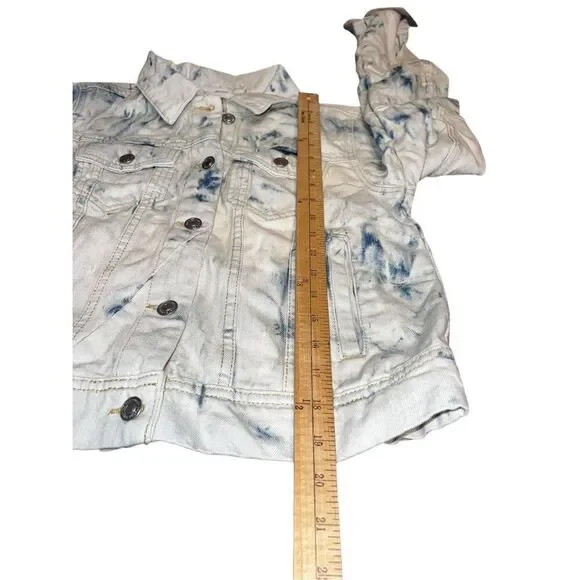 Free People woman’s XS Rumors Jones Tie Dye acid wash Blue Denim Jean Jacket - Picture 6 of 8